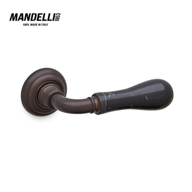 Mandelli 8011 Naxos door handle in antique bronze and black marquinia, reflecting exquisite Italian craftsmanship and luxurious design.