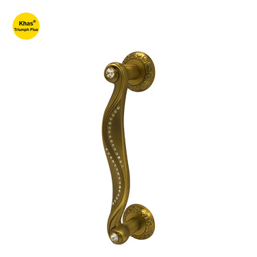 Khas Triumph Plus PH035 MAE Door Pull Handle with crystal accents and matte antique brass finish, perfect for luxurious doors.