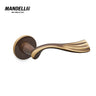 Mandelli 1201 River door handle in bronze, showcasing a fluid, ergonomic design and a luxurious bronze finish, crafted from solid brass in Italy.