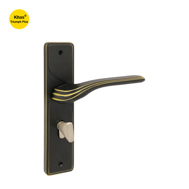 Khas Triumph Plus S1228H1622 Door Handle Set in Oil-Rubbed Bronze (ORB) finish with a curved handle design and intricate detailing.