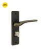 Khas Triumph Plus S1228H1622 Door Handle Set in Oil-Rubbed Bronze (ORB) finish with a curved handle design and intricate detailing.