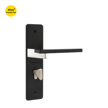 Khas Triumph Plus S1243H1577 door handle set in matt black finish with chrome plating, featuring a square handle design.