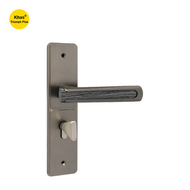 Khas Triumph Plus S1243H1686 door handle set with charcoal finish and BlackWood textured grip, offering a modern, durable, and stylish design.
