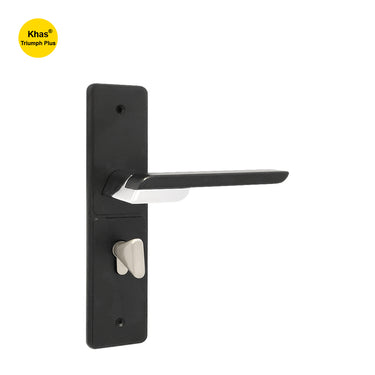 Khas Triumph Plus S1243H1690 door handle set in Matt Black/CP finish, featuring a bold and sleek modern design.