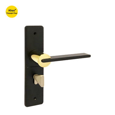 Khas Triumph Plus S1243H1714 door handle set in Matt Black/PVD finish, showcasing a modern matte black finish with elegant PVD accents.