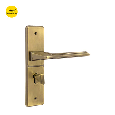 Khas Triumph Plus S1243H1716 door handle set in matte antique brass/antique brass finish, featuring a classic vintage design with durable construction.